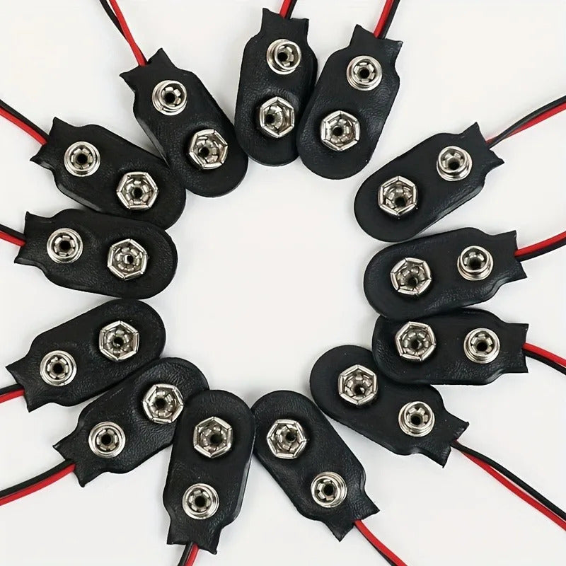 10 x 9V BATTEY CLIPS CONNECTORS - 15CM CABLE