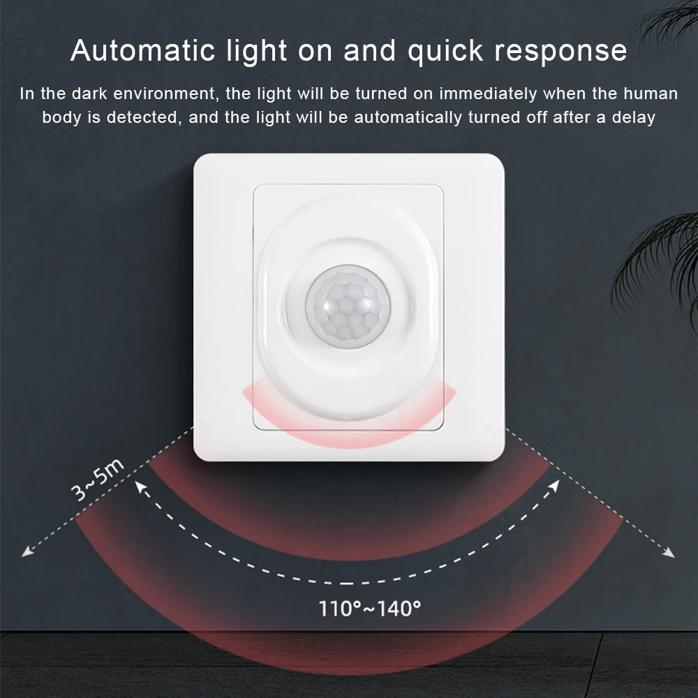 AC 220V LED PIR MOTION SENSOR SINGLE FACE PLATE LIGHT SWITCH