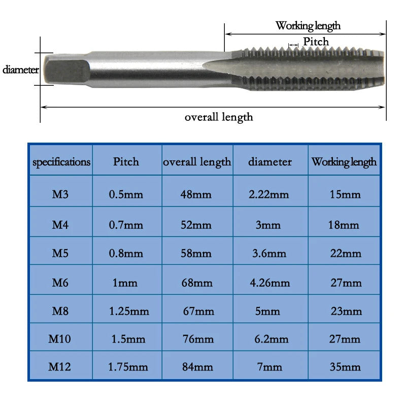 T-TYPE TAPPING TOOL SET 3mm - 6mm
