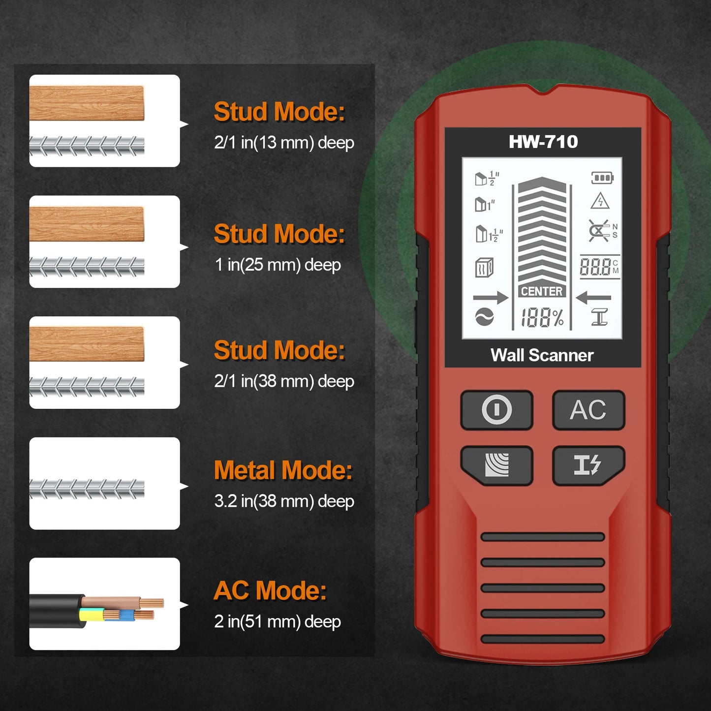HANDHELD WALL STUD FINDER METAL AND WOOD