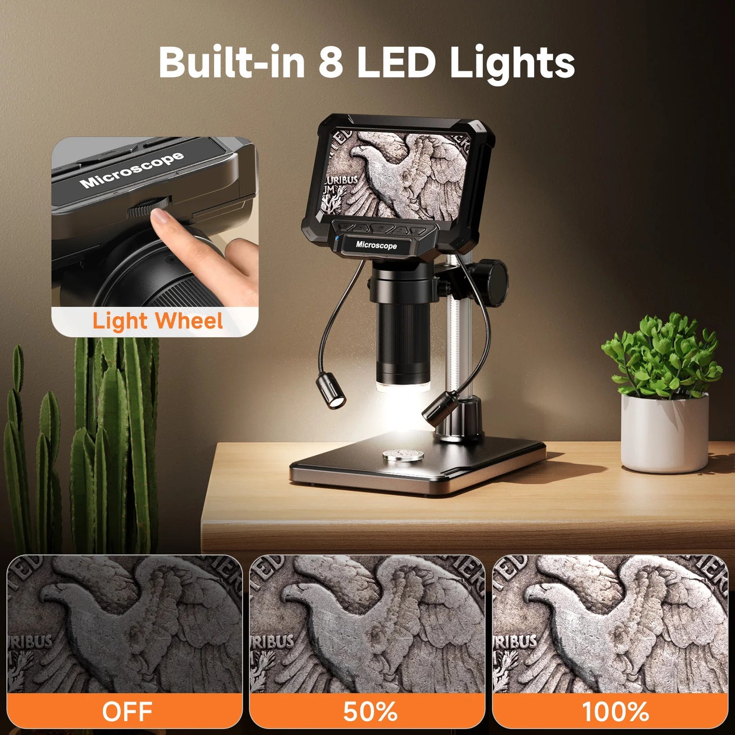 DIGITAL MICROSCOPE 4.3" IPS SCREEN 1600X WITH LIGHTS