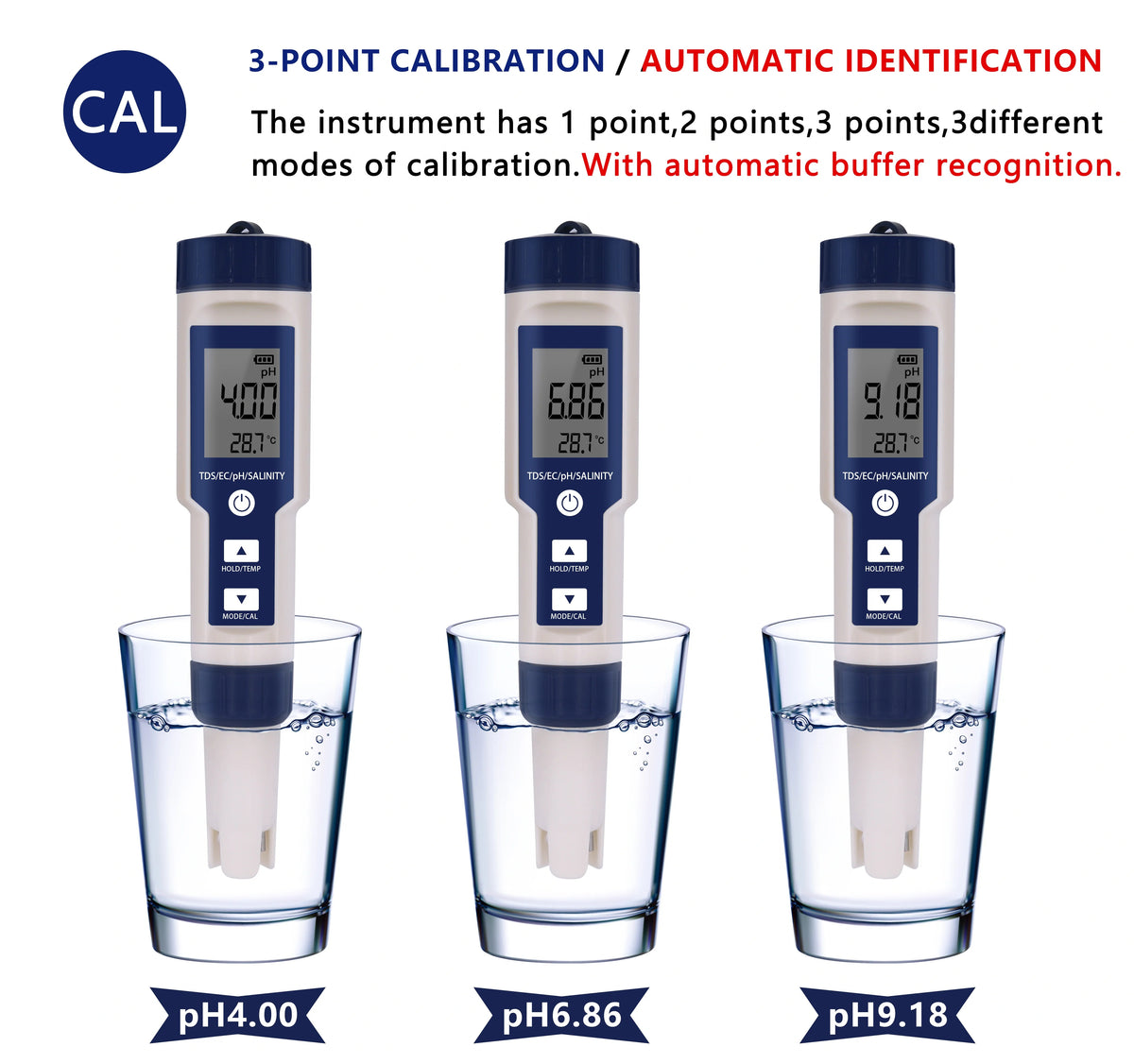 5 IN 1 DIGITAL WATER QUALITY TESTER PH TDS EC SALINITY TEMPERATURE METER