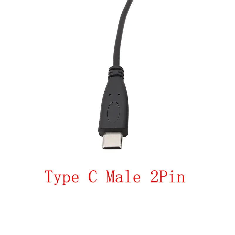 10 x 5V USB TYPE C MALE PLUG PRE WIRED, 2 PIN BLACK
