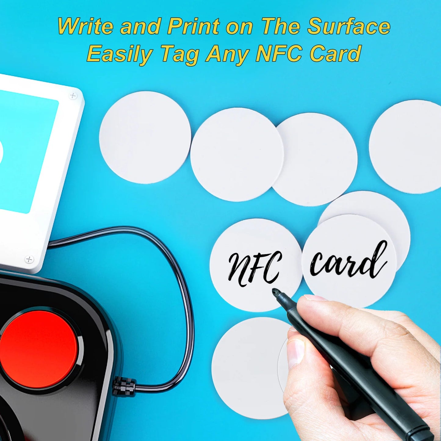 20 x 13.56MHz NTAG215 COIN CARDS - ADHESIVE BACKING NFC