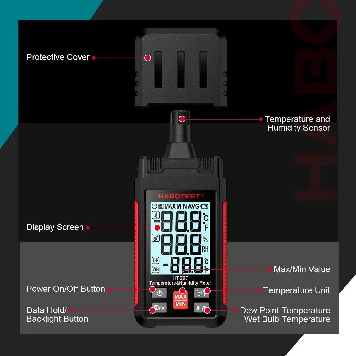 DIGITAL HANDHELD TEMPERATURE & HUMIDITY METER