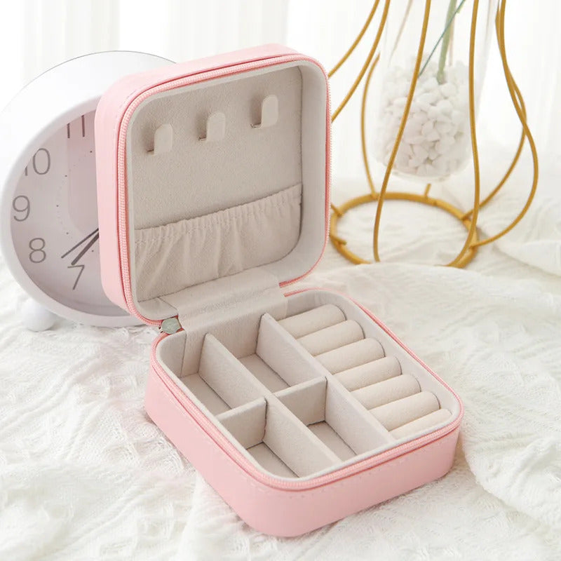 SINGLE LAYER TRAVEL JEWELLERY BOX - BLACK WHITE PINK