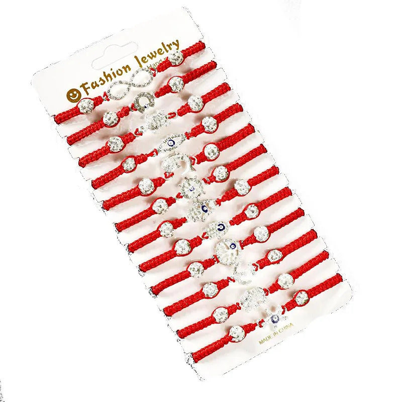 12 x MIXED EVIL EYE RED STRING BRACELETS – LUCK & PROTECTION CHARM 06