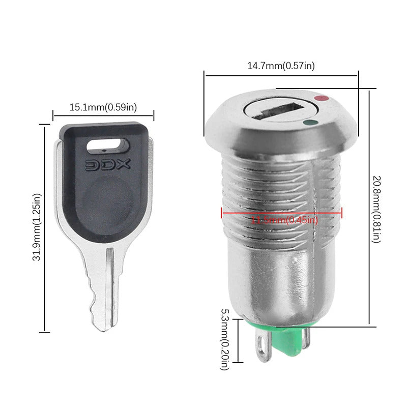 12mm ELECTRONIC KEY SWITCH 2 KEYS