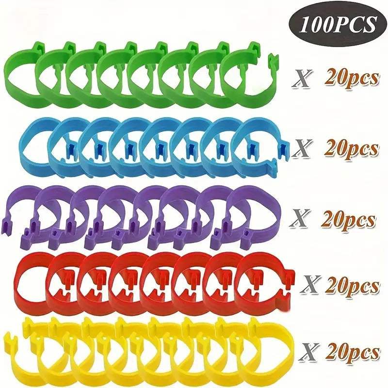100 x BIRD LEG TAGS 5 COLOURS