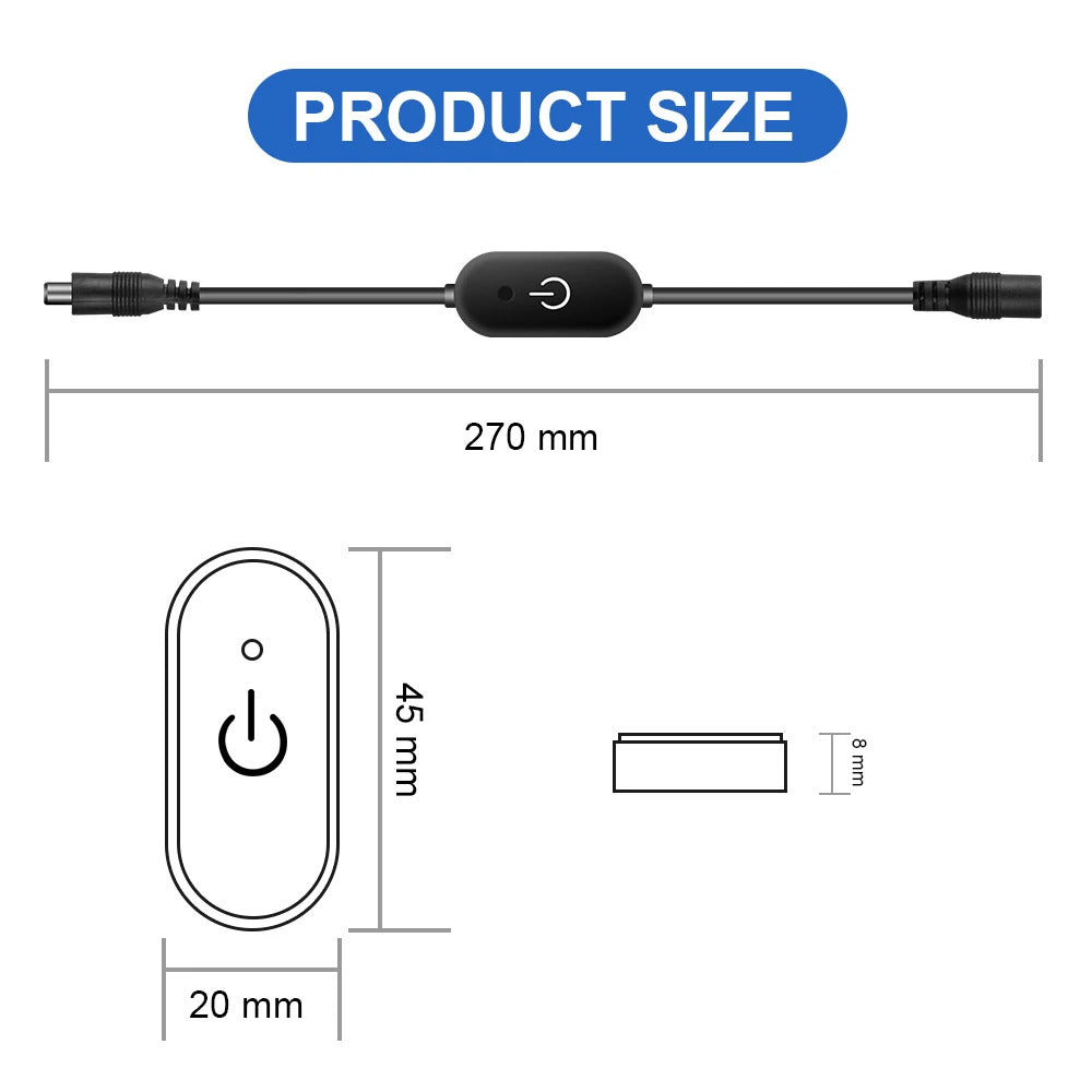 DC12V 5V 3A LED STRIP LIGHT INLINE TOUCH SWITCH & DIMMER