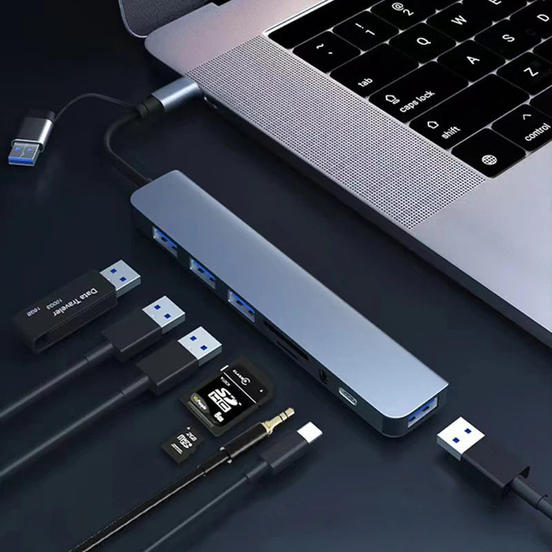 8 IN 2 USB & TYPE C HUB DOCKING STATION