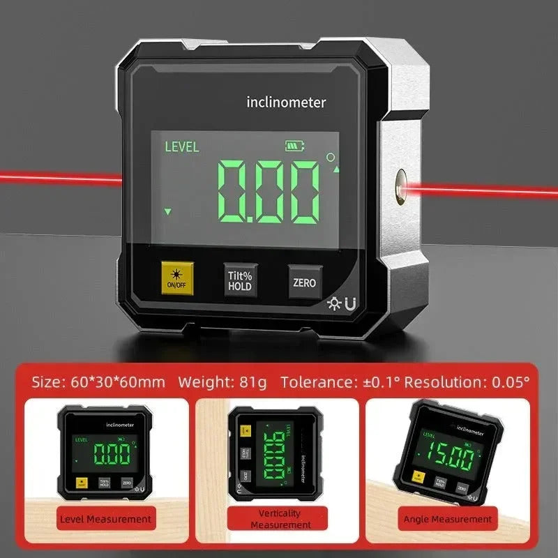 MAGNETIC DIGITAL ANGLE GAUGE - DUAL LASER PROJECTION