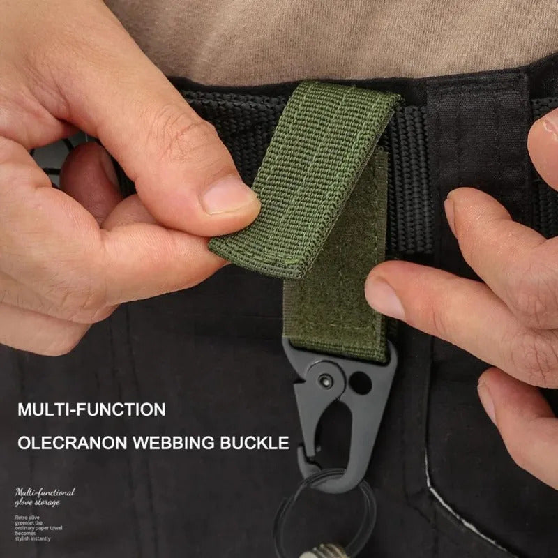 3 x TACTICAL CARABINER CLIPS NYLON WEBBING KEY HOOK MOLLE BACKPACK BELT EDC