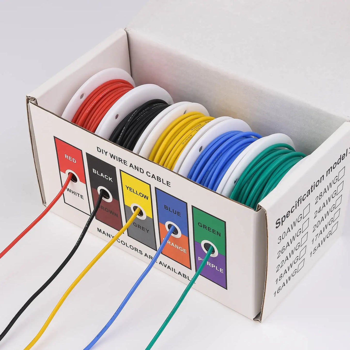 22 AWG FLEXIBLE STRANDED ELECTRIC WIRE 50m 5 COLOURS