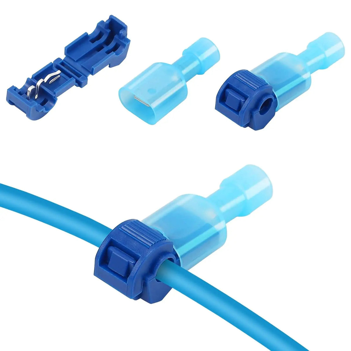20 PAIRS QUICK SPLICE & SPADE WIRE CONNECTORS T TYPE CRIMP TERMINALS BLUE RED YELLOW
