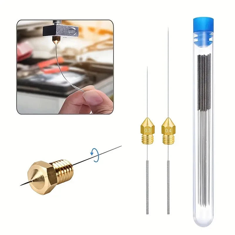5PC 3D PRINTER NOZZLE / WASHER JET CLEANING NEEDLES 0.2-0.4MM