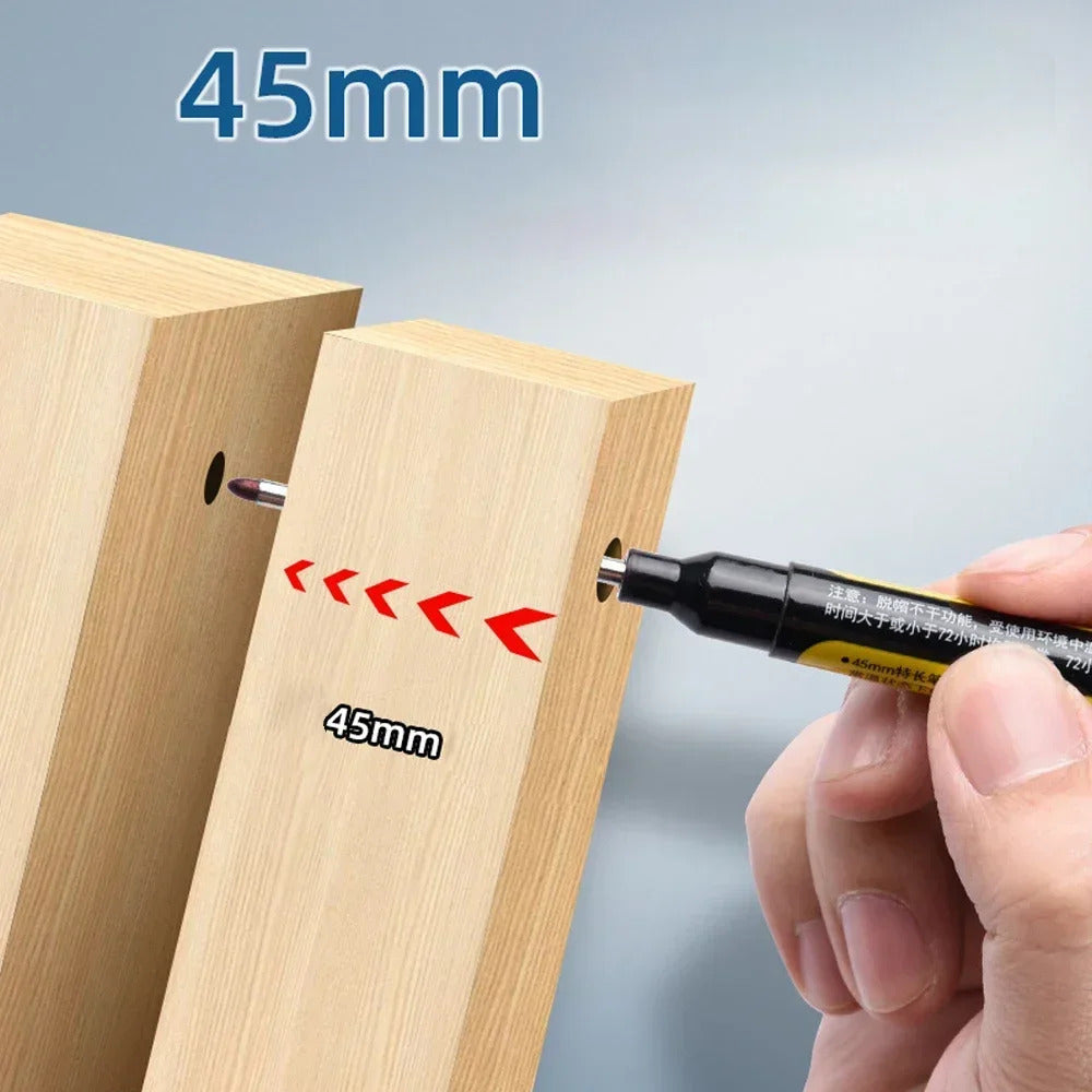 3 x 45mm DEEP HOLE MARKER PENS & 3 INK REFILLS BLACK RED BLUE