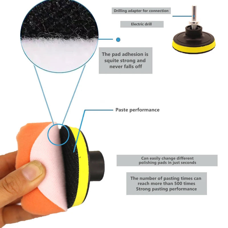 6 PIECE CAR POLISHING / BUFFER SPONGE SET FOR DRILL