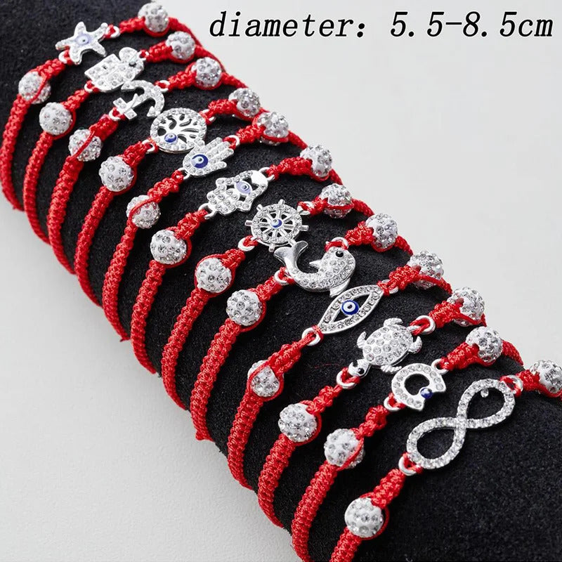 12 x MIXED EVIL EYE RED STRING BRACELETS – LUCK & PROTECTION CHARM 06