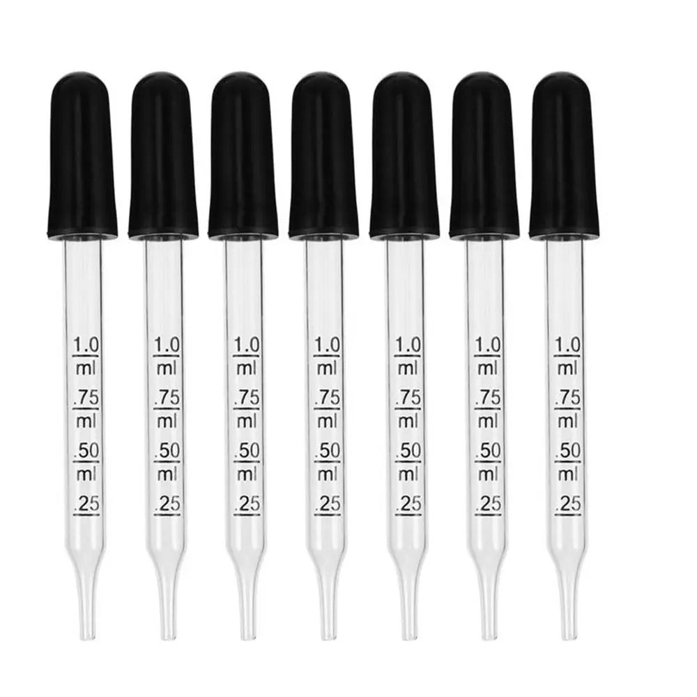7 x 1ml GLASS DROPPER PIPETTE - STRAIGHT & ELBOW