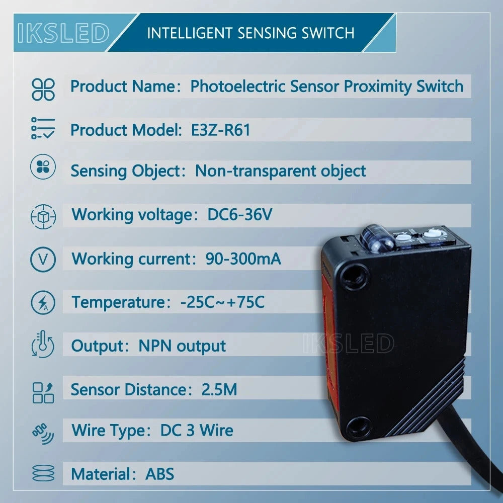 E3Z-R61 PHOTOELECTRIC SENSOR NPN 2M INFRARED RETRO REFLECTIVE PROXIMITY SWITCH IP67