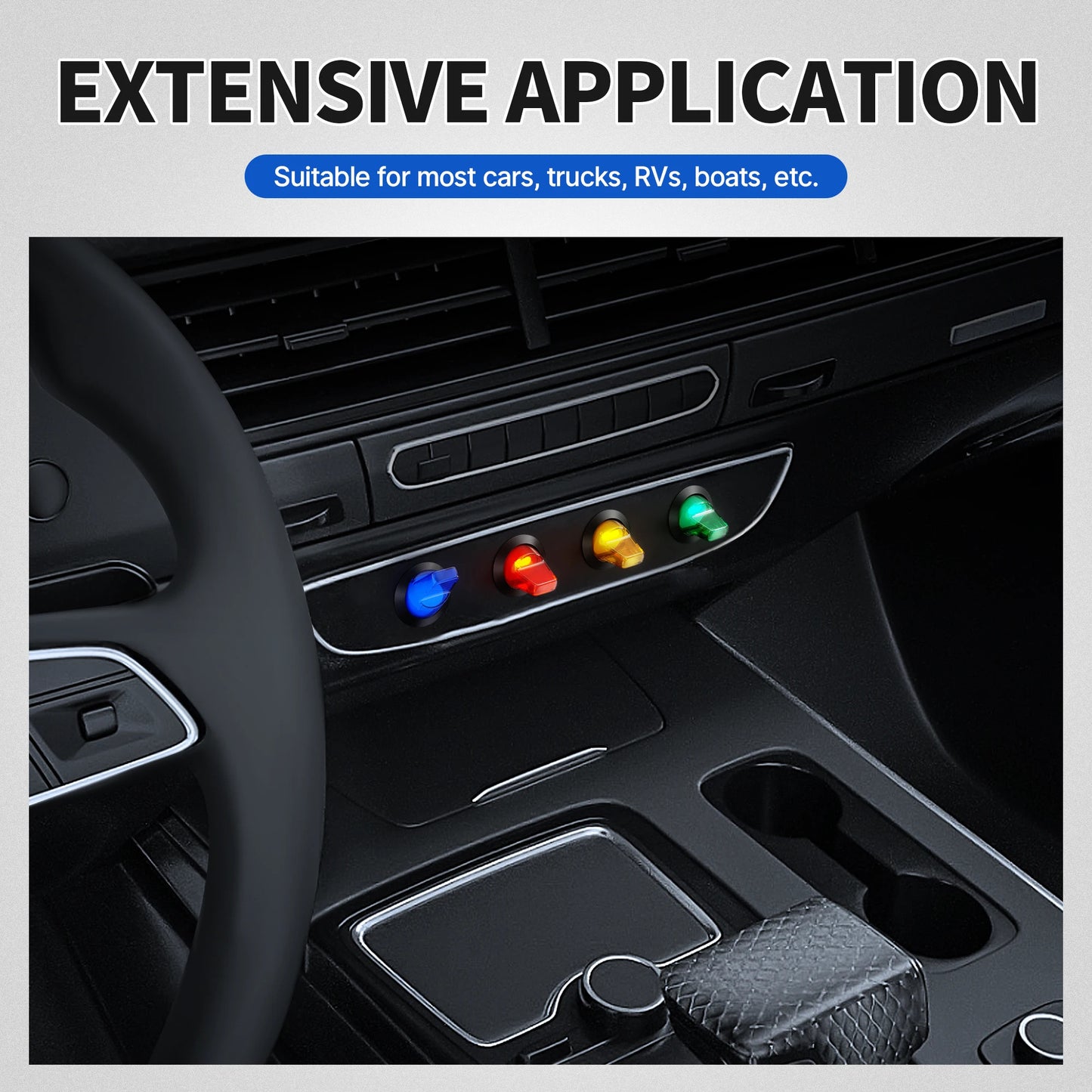 4 x LED TOGGLE ROCKER SWITCH 12V 20A