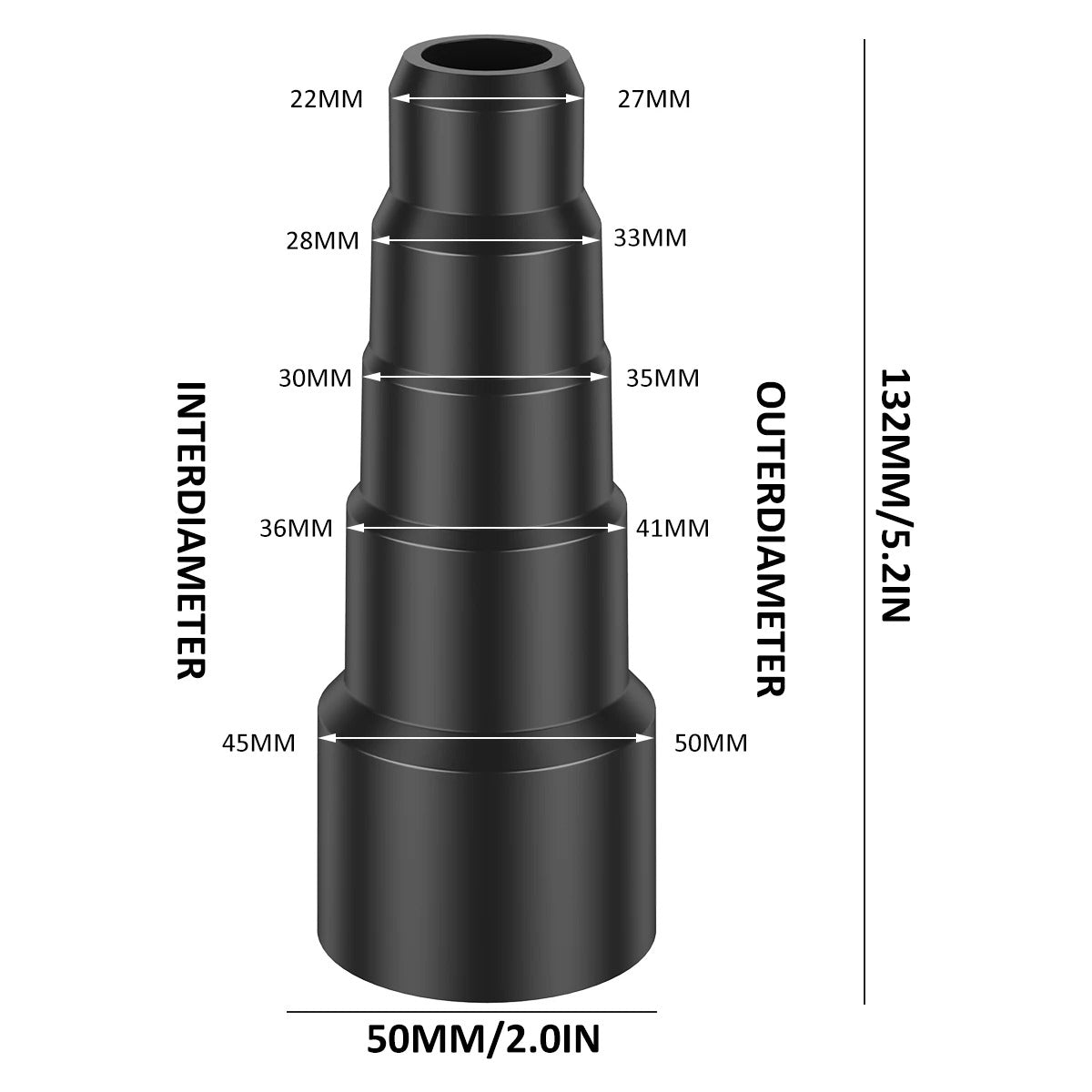 2 x STEPPED VACUUM HOSE ADAPTOR