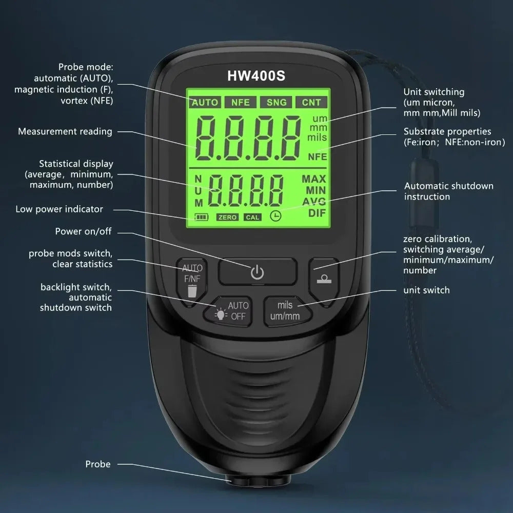 HANDHELD AUTO PAINT COATING THICKNESS TESTER