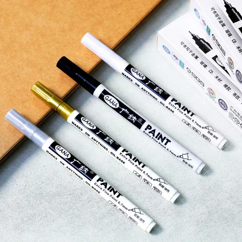4 x PERMANENT MARKER PEN 0.7mm GOLD SILVER WHITE BLACK