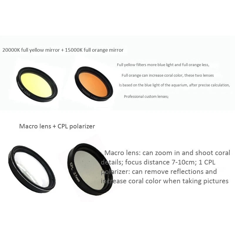 AQUARIUM CLIP ON CAMERA LENSES 37mm IN CASE