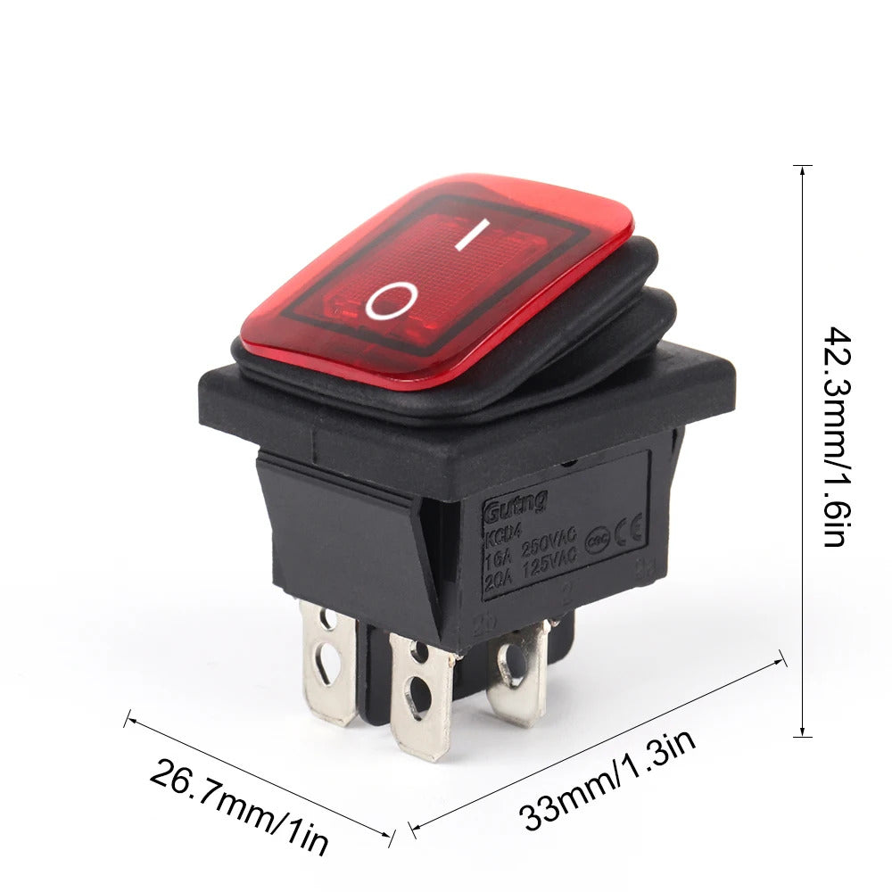 2 x 16A WATERPROOF ON OF ROCKER SWITCH 4 PIN