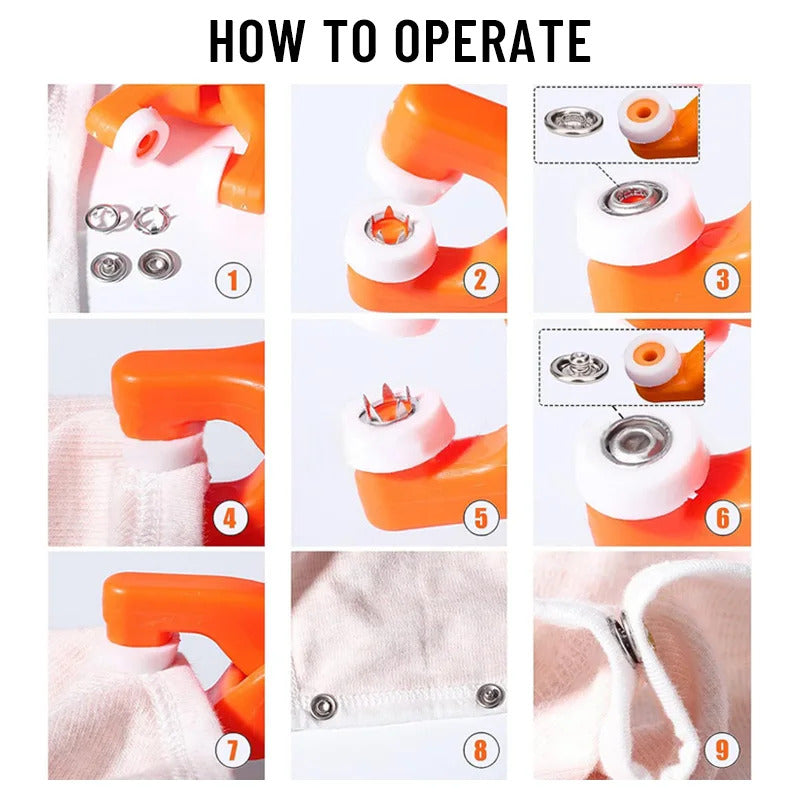 50 x METAL SNAP BUTTON KIT WITH HAND PRESS PLIERS