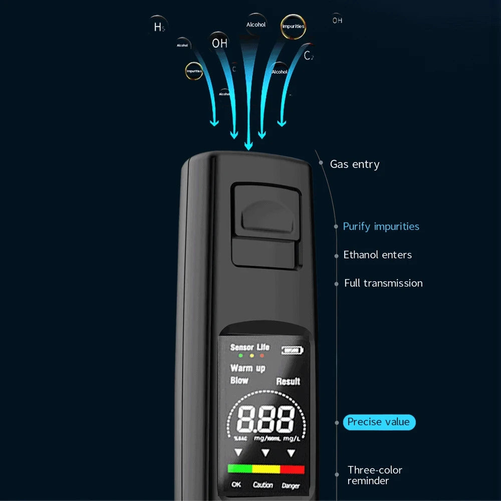 PORTABLE ALCOHOL TESTER HIGH SENSITIVITY BREATHALYZER