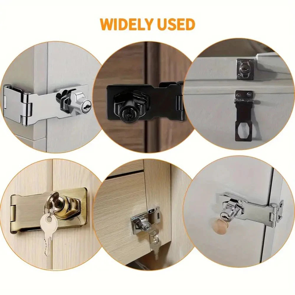 2.5 INCH KEYED LOCKING HASP STAPLE ZINC ALLOY SECURITY DOOR CABINET SHED LOCK SILVER