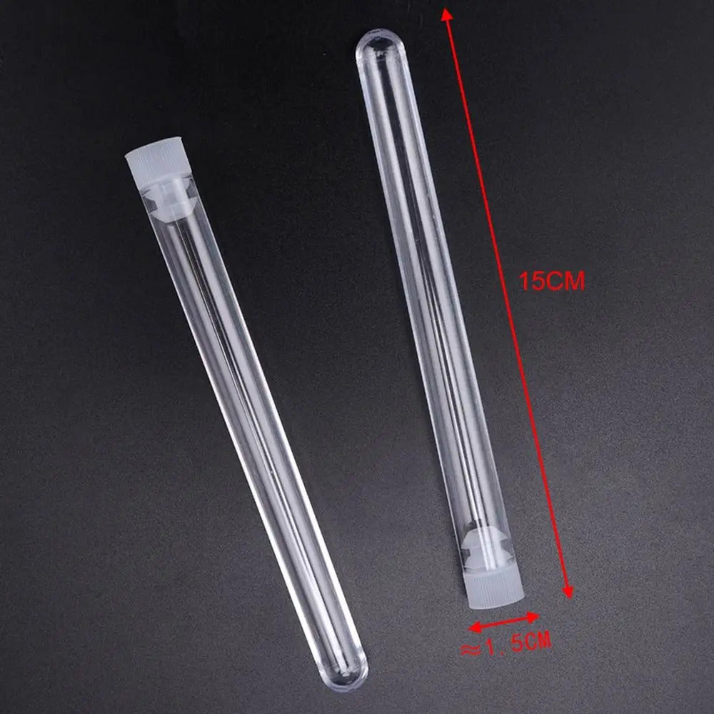 10 x 15x150mm PLASTIC TEST TUBES WITH CAPS