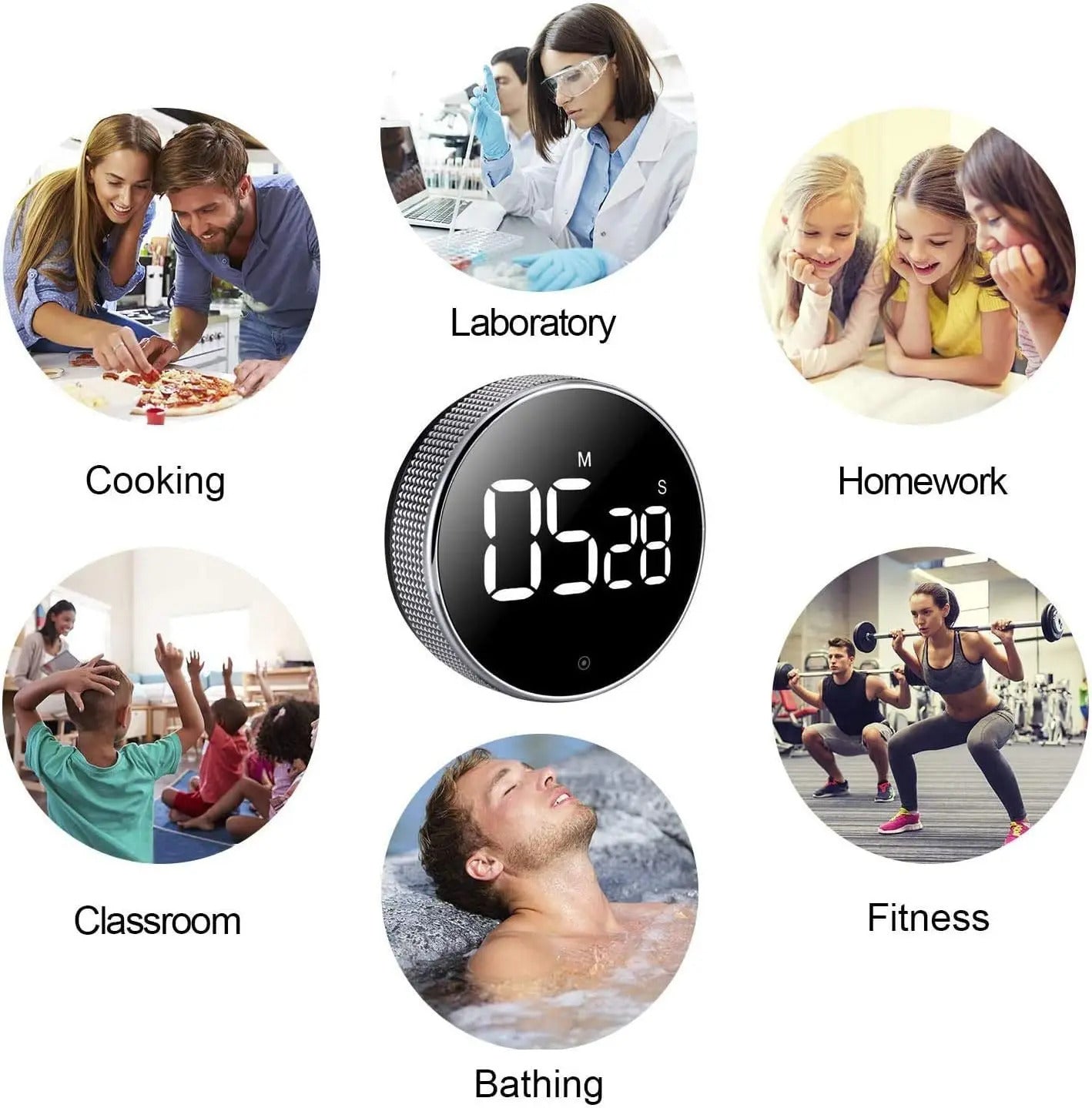 ROTATING BEZLE MAGNETIC DIGITAL TIMER 8cm