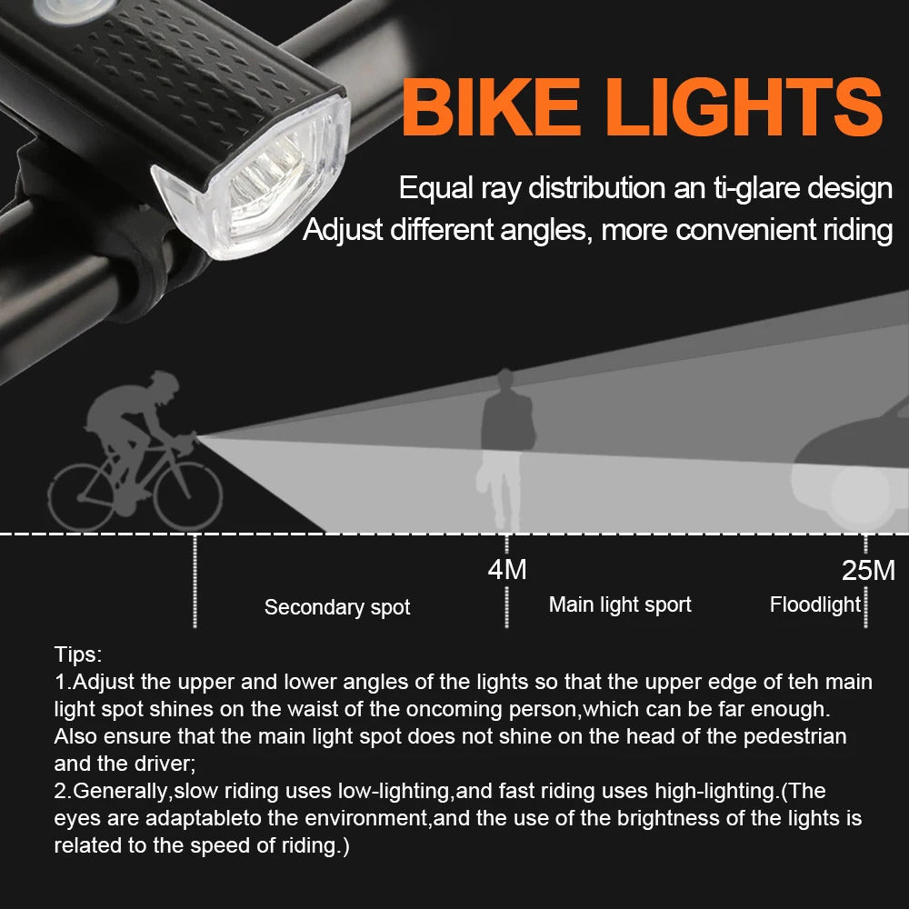 USB RECHARGEABLE LED BIKE LIGHT SET