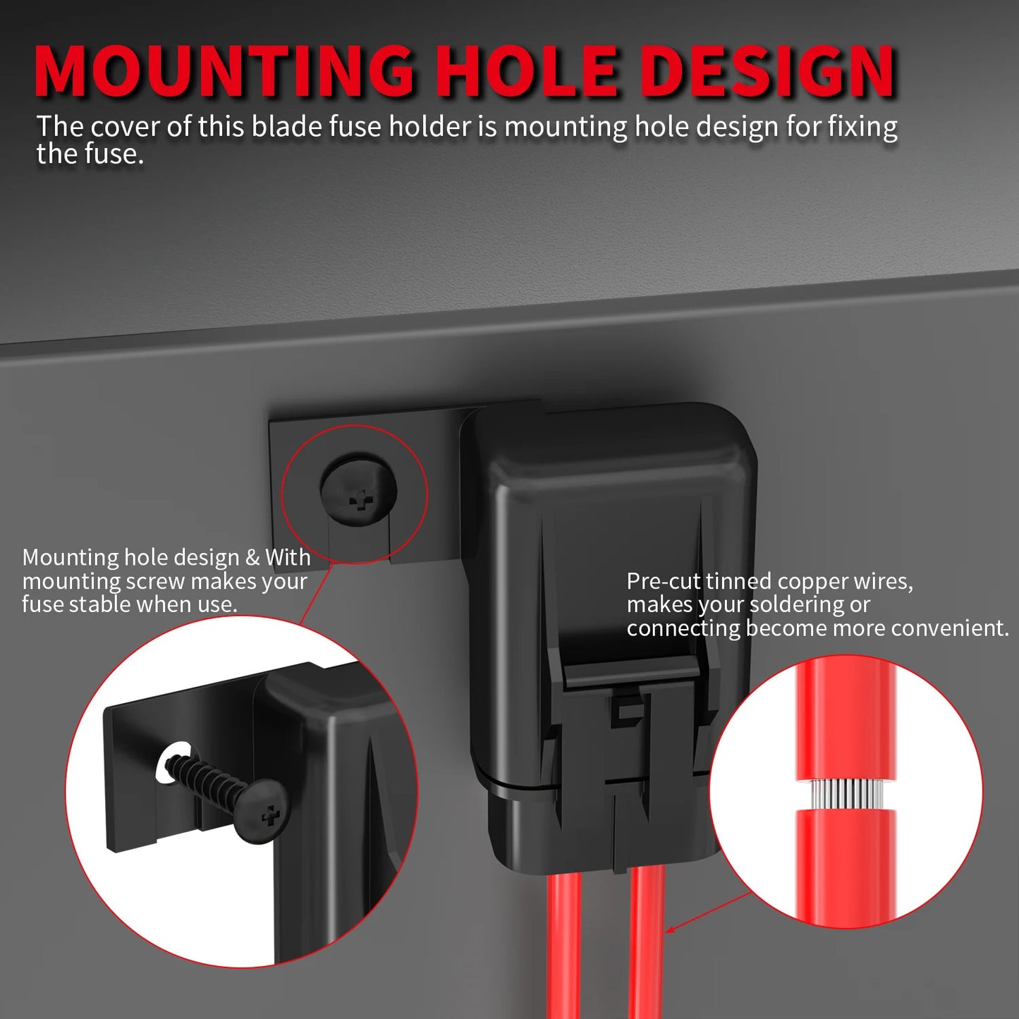 5 x 12 AWG INLINE BLADE FUSE HOLDERS WITH SIDE MOUNT 12V