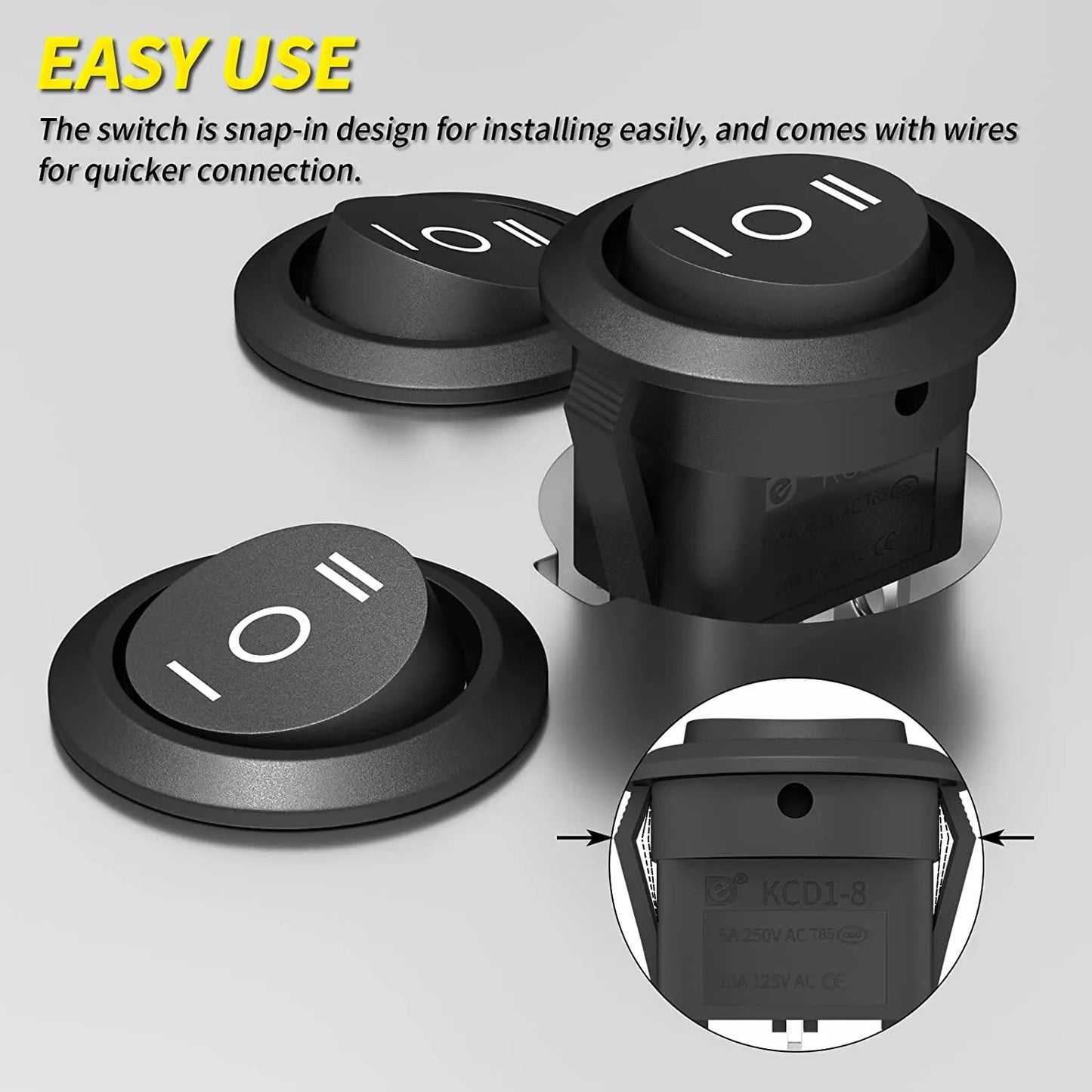 5 x ROUND ON OFF ON 3 POSITION ROCKER SWITCH SPST 12V