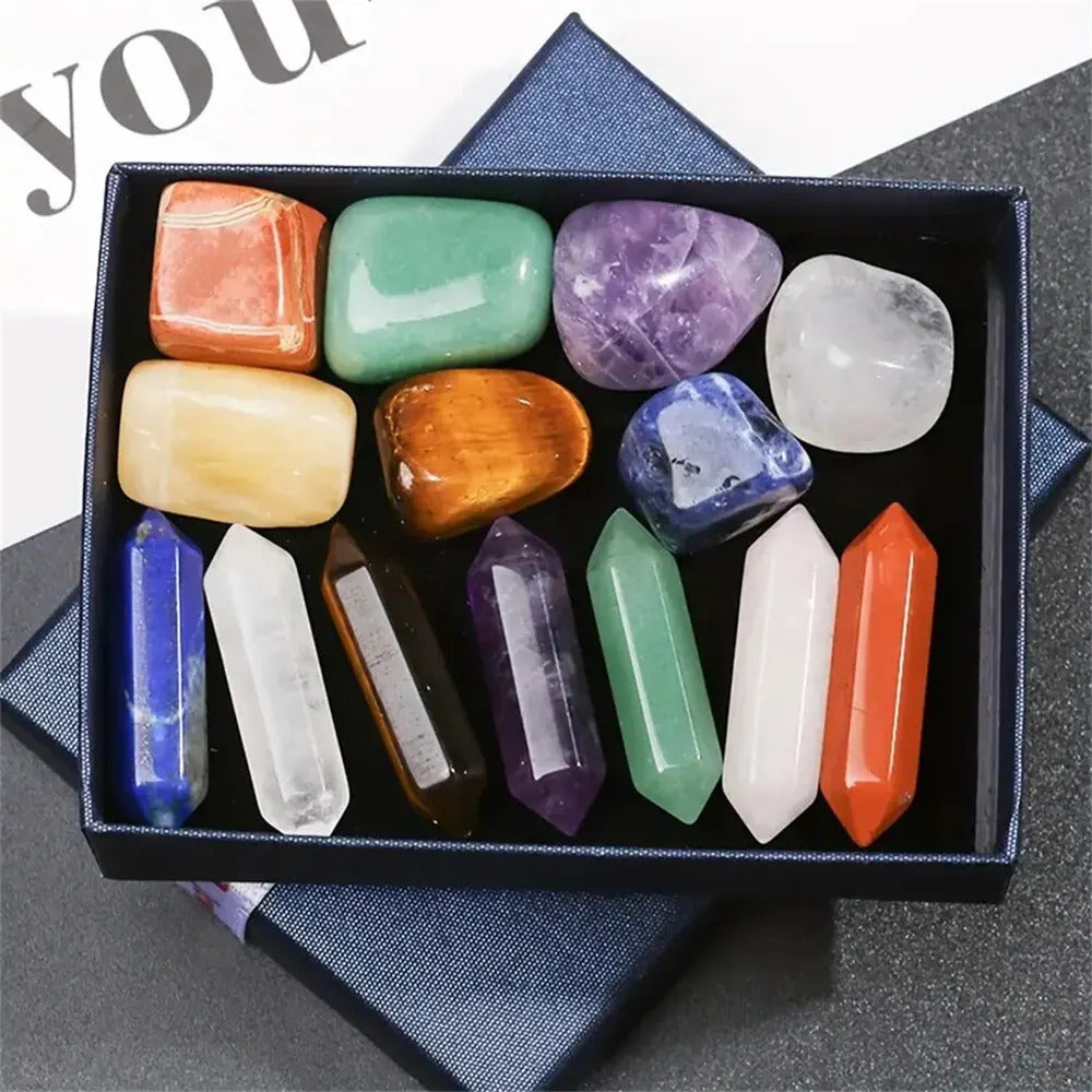 14 x NATURAL STONE CHAKRA CRYSTALS