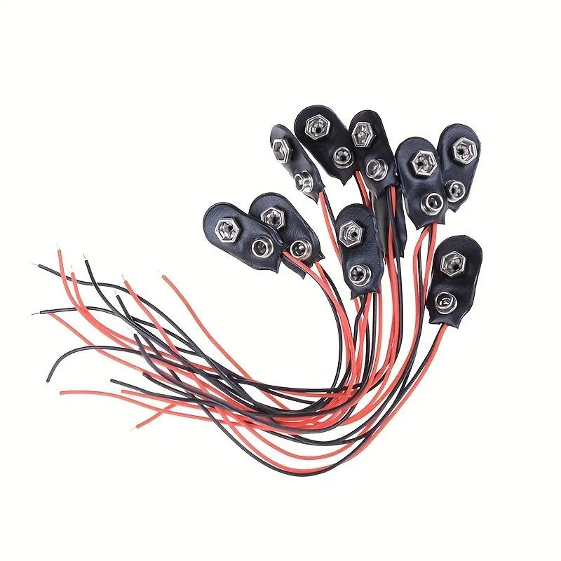 10 x 9V BATTEY CLIPS CONNECTORS - 15CM CABLE