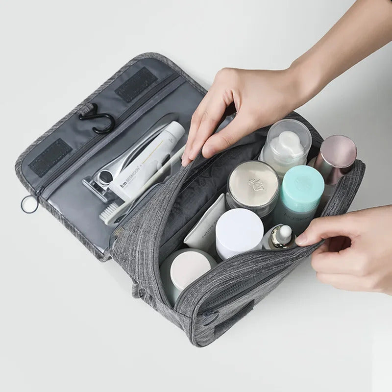 PORTABLE TOILETRY WASH BAG BLACK GREY BLUE