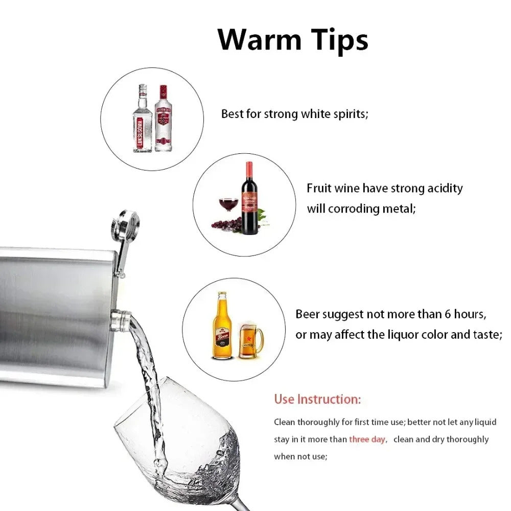 STAINLESS STEEL HIP FLASK 4oz 7oz 10oz