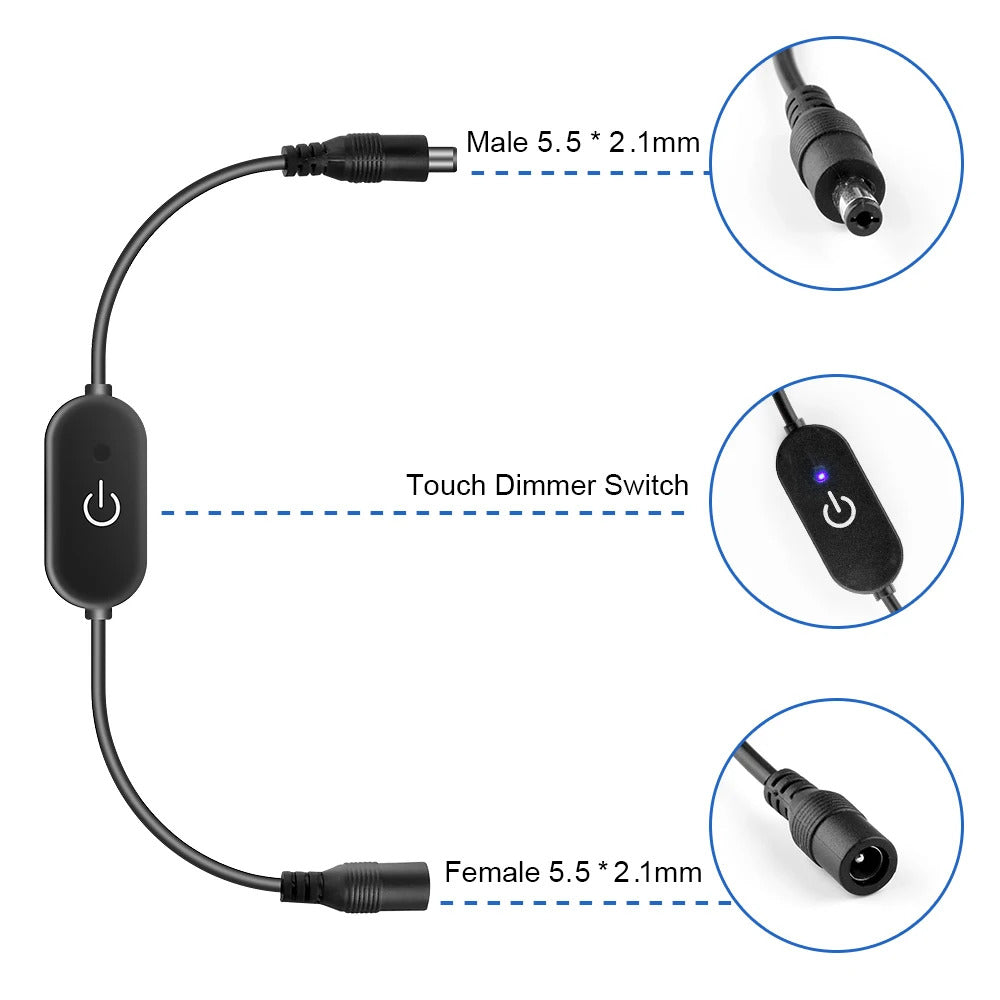 DC12V 5V 3A LED STRIP LIGHT INLINE TOUCH SWITCH & DIMMER