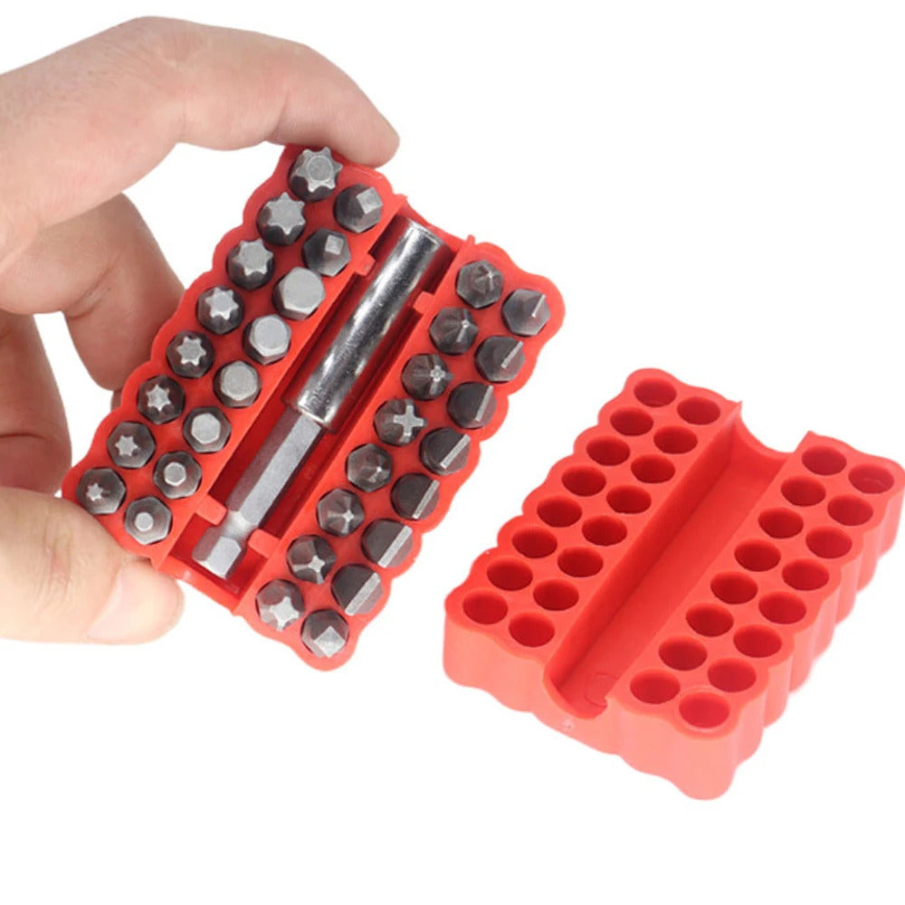 33 PIECE SCREWDRIVER BIT SET WITH MAGNETIC BIT HOLDER IN CASE