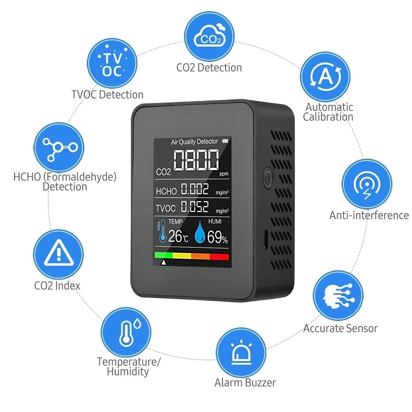 5 IN 1 TEMPERATURE HUMIDITY CO2 METER
