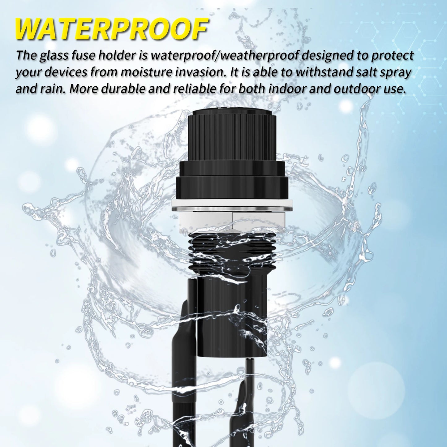 5 x PANEL MOUNT GLASS FUSE HOLDERS & FUSES - PRE SOLDERED WIRES