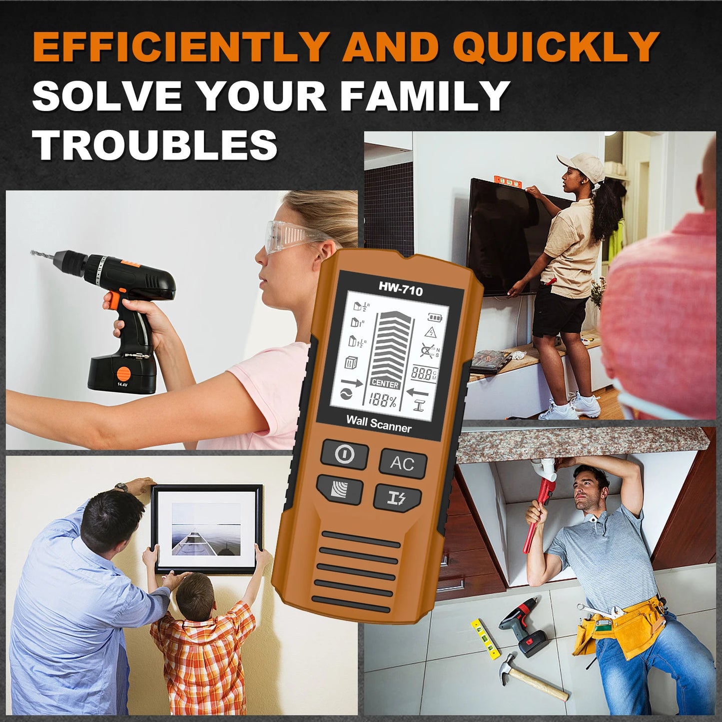 HANDHELD WALL STUD FINDER METAL AND WOOD