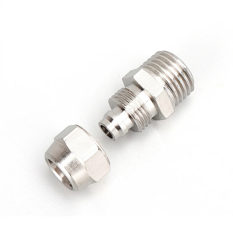 METAL 6mm - 1/4" THREADED CO2 COUPLER LOCKING STRAIGHT CONNECTOR
