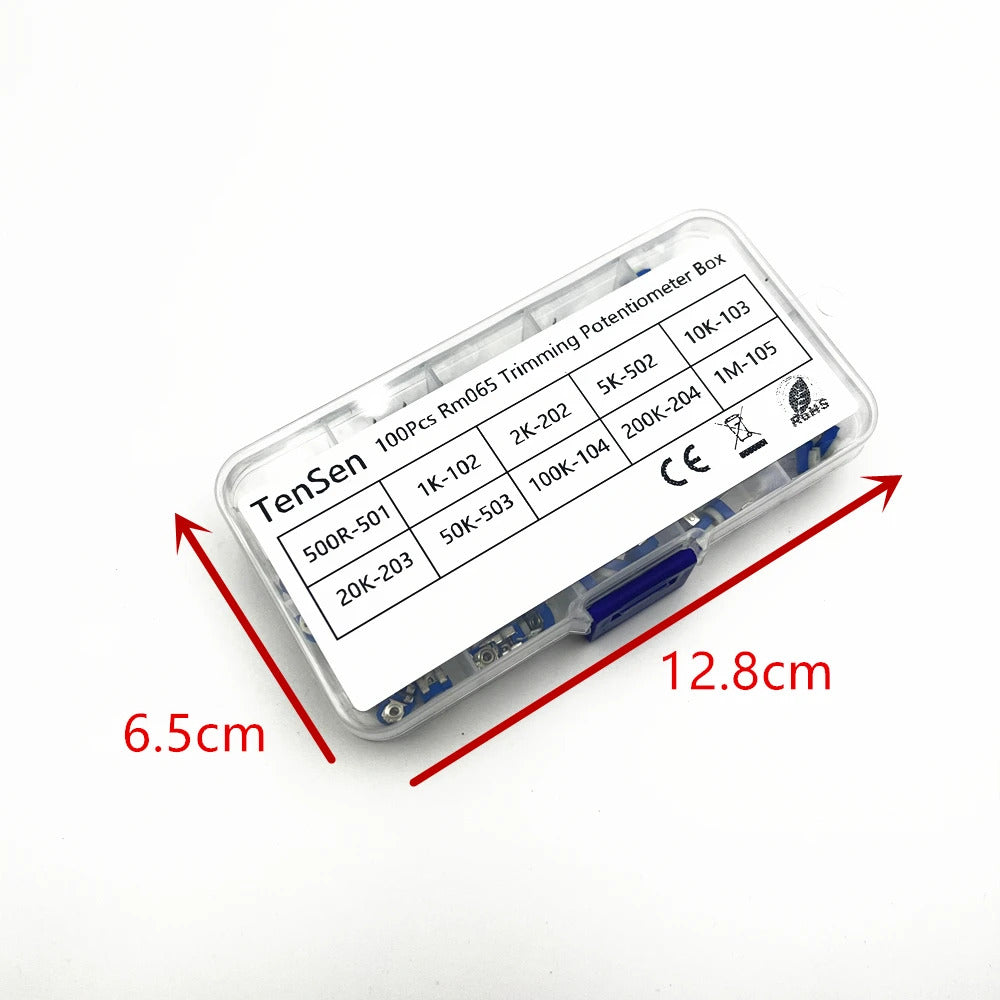 100 x RM065 CARBON FILM HORIZONTAL TRIMPOT POTENTIOMETER KIT